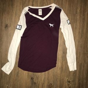 PINK Long Sleeve V-Neck